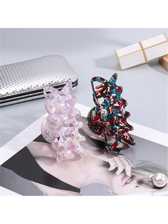 2-Pack Bohemian Tortoise Shell Hair Claw Clips Strong Hold Big Hair main image 5